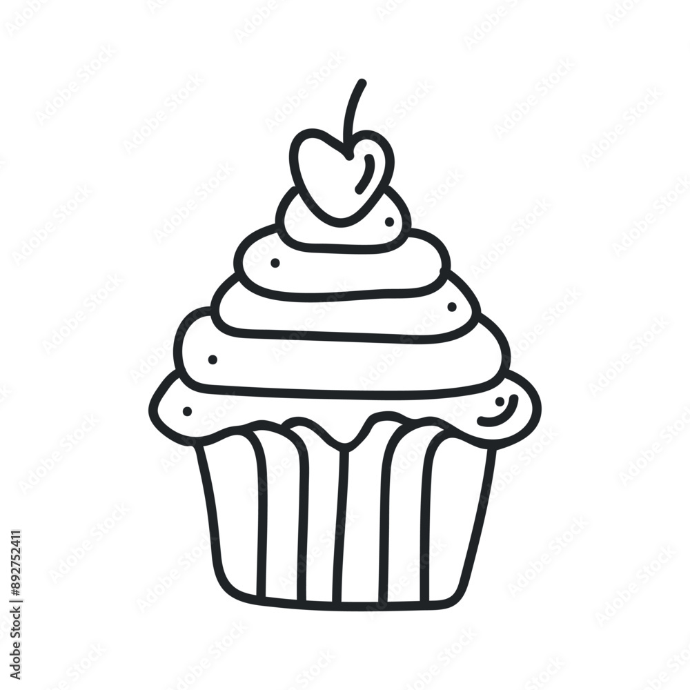 Hand-drawn cupcake icon with white background, vector stock illustration image. Hand-drawn cupcake icon with white background, vector stock illustration image.