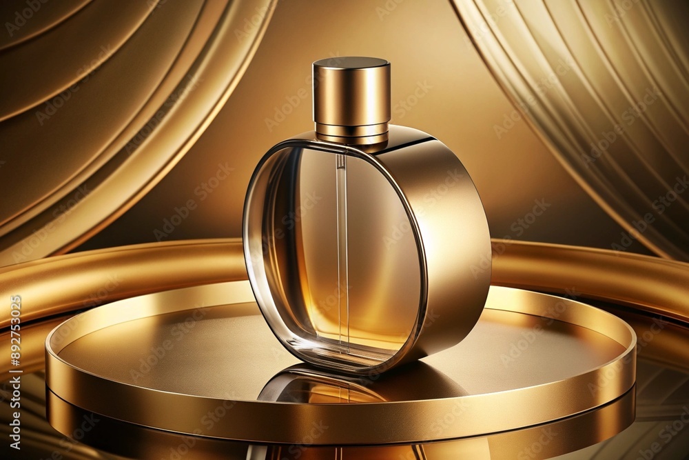 Elegant Perfume Bottle on Gold Background Elegant Perfume Bottle on Gold Background
