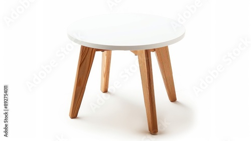 Small 3-legged round white table isolated with clipping path.