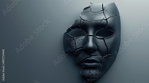 A fragmented, dark mask with ominous cracks symbolizing sin and worry