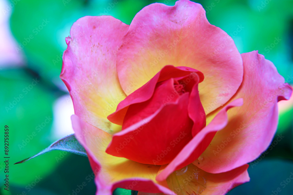 red rose on green background, macro nature photo red rose on green background, macro nature photo