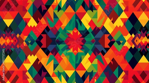 A vibrant geometric pattern celebrating Hispanic heritage month