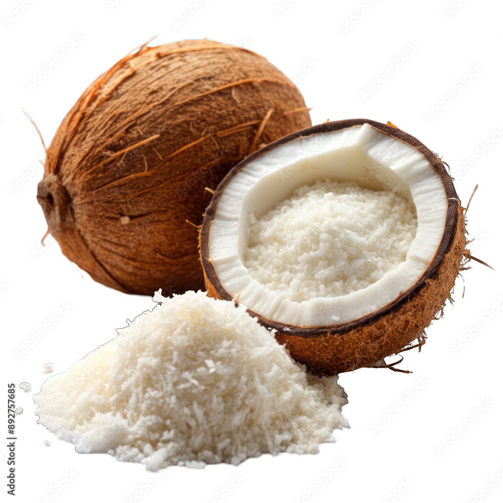 Coconut and its meat on transparent background Coconut and its meat on transparent background