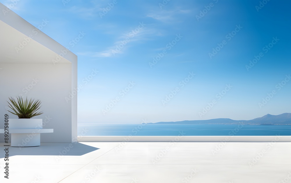Fototapeta premium Blue Wall with Plant