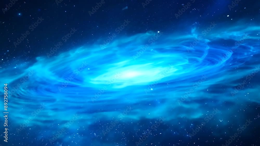 Journey through a mesmerizing blue nebula amidst a star-filled galaxy. Journey through a mesmerizing blue nebula amidst a star-filled galaxy.
