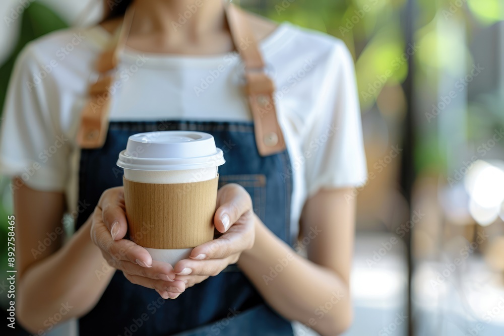 Barista Holding a Cup of Coffee Barista Holding a Cup of Coffee