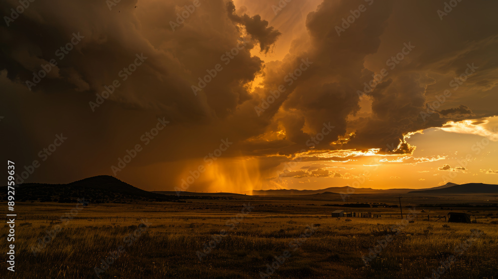 Dark clouds gather in the sky as the sun dips below the horizon, casting a golden glow on the scene. Rain is imminent, as the clouds grow heavy with moisture. Dark clouds gather in the sky as the sun dips below the horizon, casting a golden glow on the scene. Rain is imminent, as the clouds grow heavy with moisture.