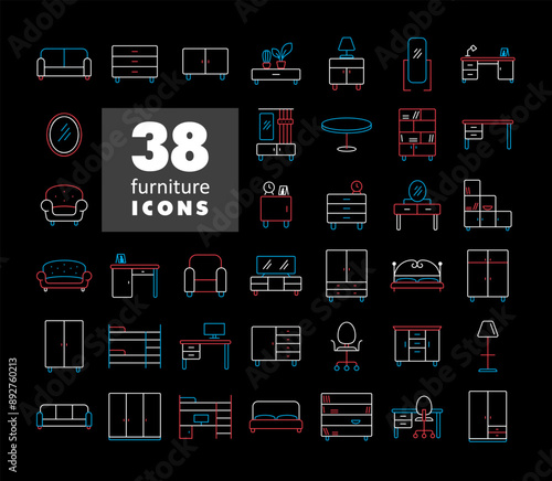 Simple set of Furniture vector icon