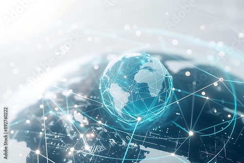 Sophisticated Abstract Tech: Global Communication and Data Analysis on White Background, Navigating Cyber Innovation
