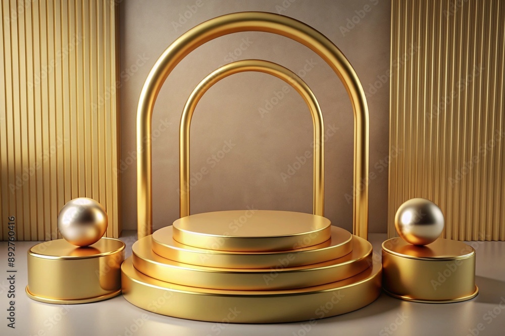Minimalist Gold Product Display - Modern Design Concept Minimalist Gold Product Display - Modern Design Concept