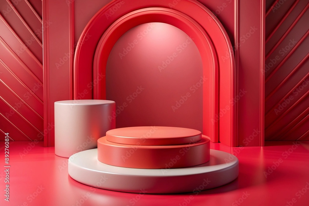 Minimalist red Product Display - Modern Design Concept Minimalist red Product Display - Modern Design Concept