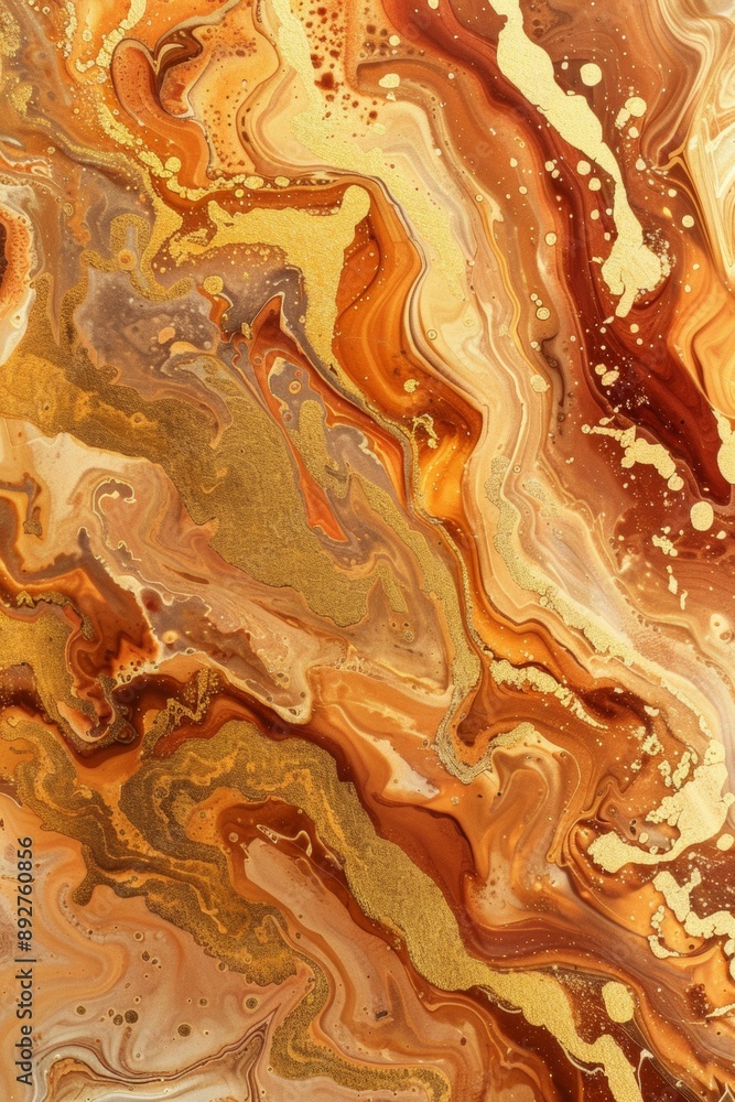 Fluid art painting in gold, brown, and beige with swirls and ripples creating a luxurious and elegant abstract background Fluid art painting in gold, brown, and beige with swirls and ripples creating a luxurious and elegant abstract background