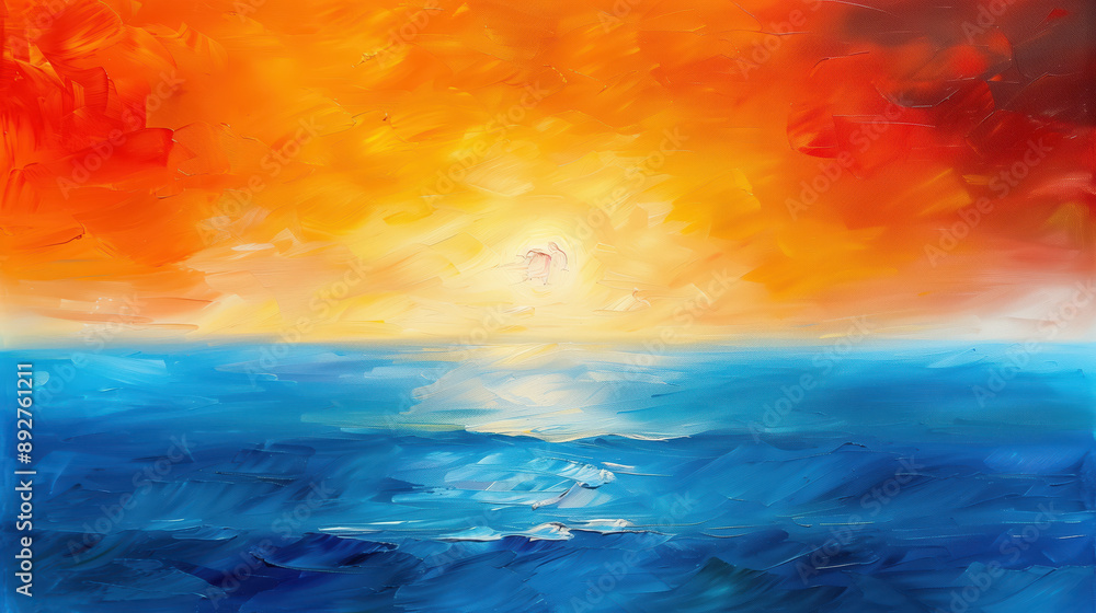 Obraz premium simple beautiful oil painting wallpaper showing an abstract sunset