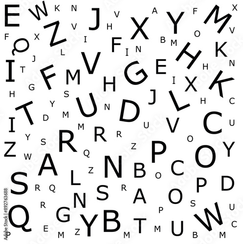 alphabet letters, mixed letters vector isolated on background,