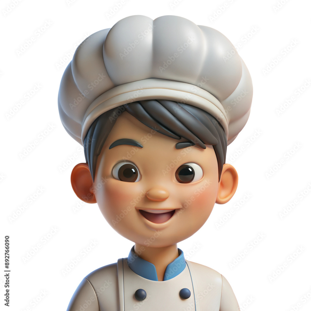 Smiling Cartoon Chef Boy Wearing White Hat Smiling Cartoon Chef Boy Wearing White Hat