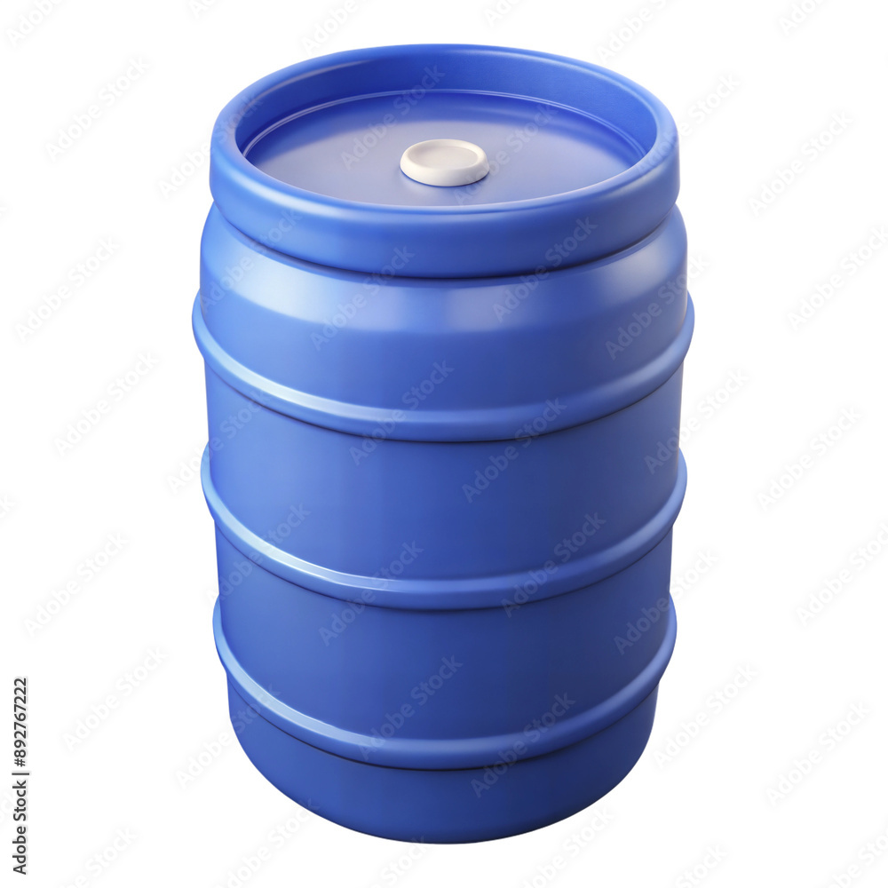 Blue Plastic Barrel With White Lid Isolated On Transparent Background Blue Plastic Barrel With White Lid Isolated On Transparent Background