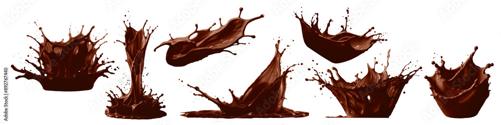 The image depicts a series of chocolate splatters set against a white backdrop, showcasing a blend of art and liquid ingredients. It evokes a sense of culinary creativity and artistic expression The image depicts a series of chocolate splatters set against a white backdrop, showcasing a blend of art and liquid ingredients. It evokes a sense of culinary creativity and artistic expression