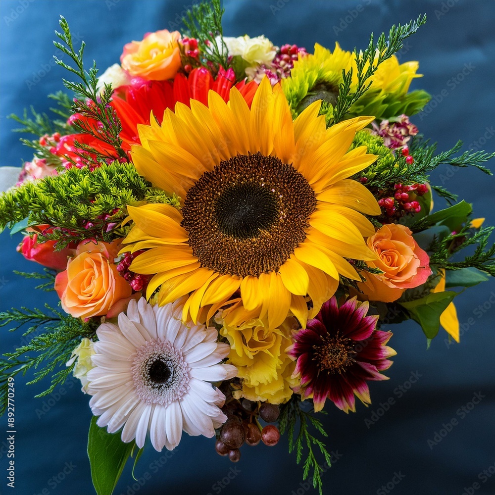 Fototapeta premium A beautiful bouquet of summer flowers