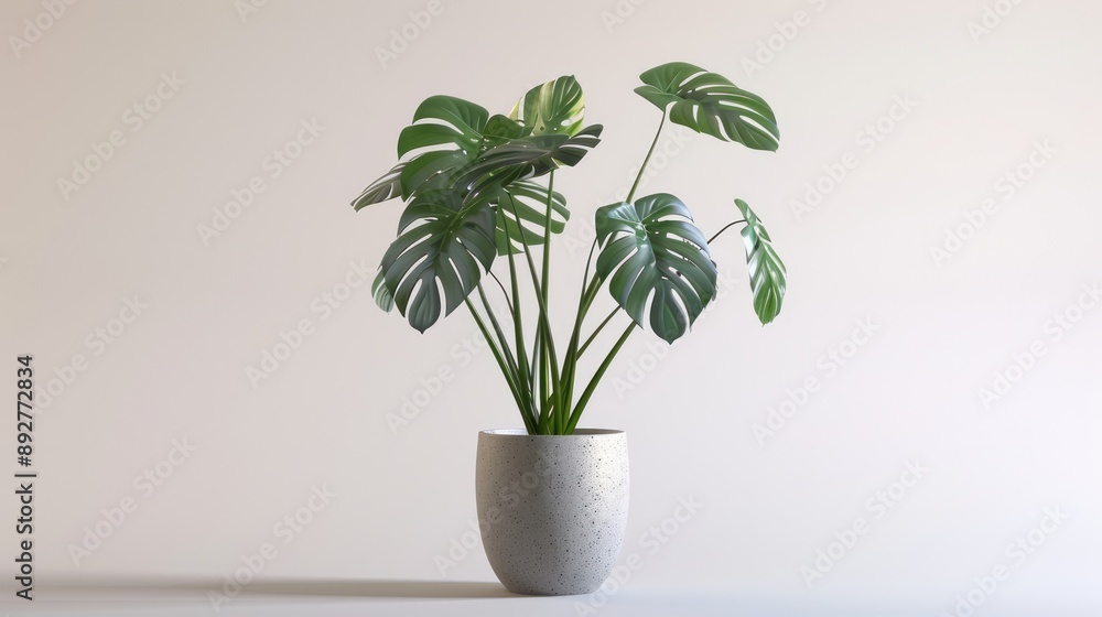 Potted Monstera on a white backdrop. Potted Monstera on a white backdrop.