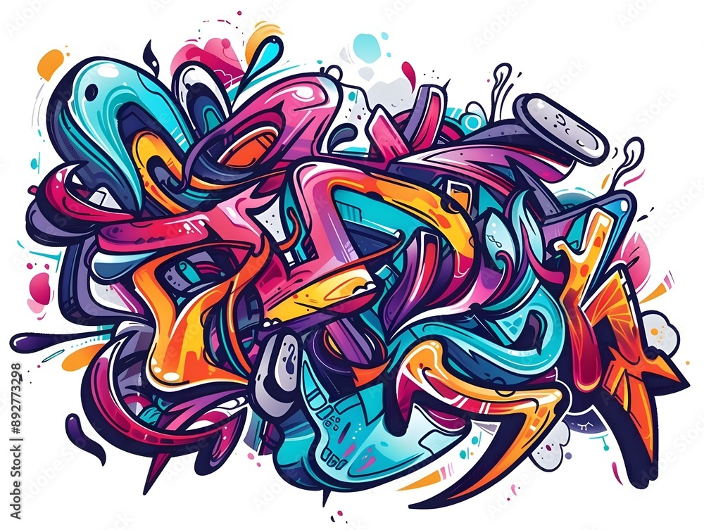 Stylish Streetwear Graffiti Artwork for Shirt Design on White Background Stylish Streetwear Graffiti Artwork for Shirt Design on White Background