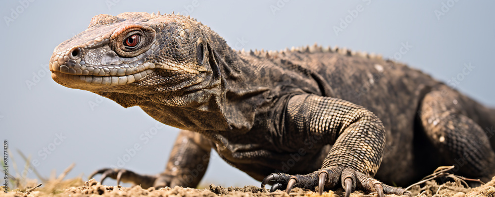 Obraz premium Close-Up of a Brown Monitor Lizard in a Natural Setting