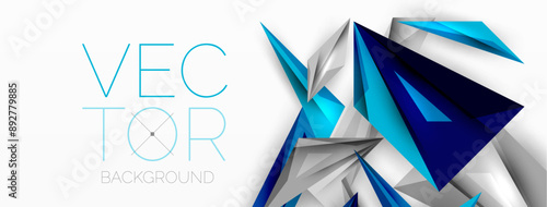 Minimal geometric abstract background. Low poly dynamic triangle design. Trendy techno business template for wallpaper, banner, background or landing
