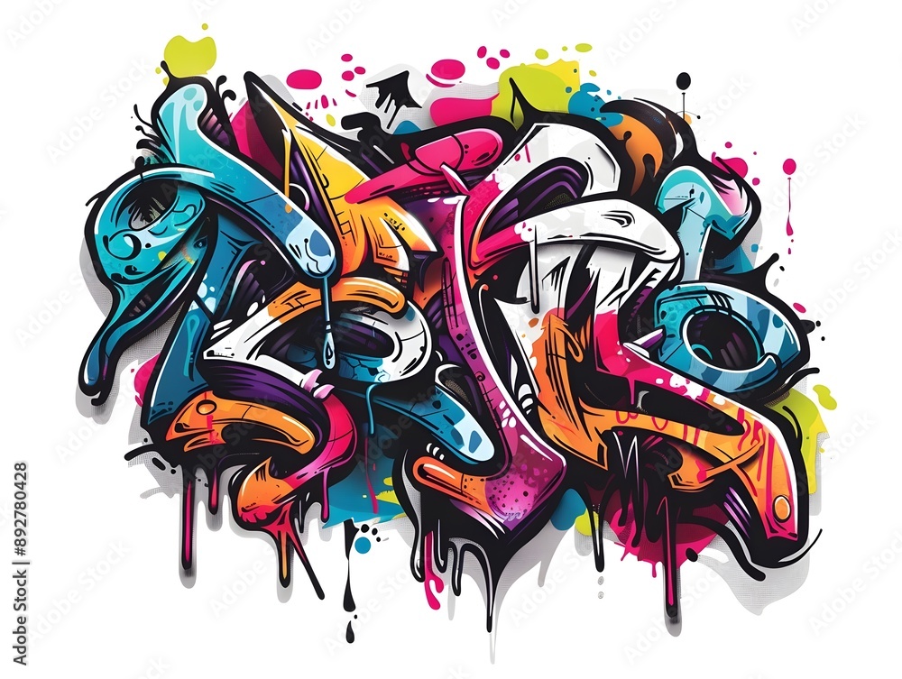 Naklejka premium Stylish Streetwear Graffiti Art Design for Shirt and Sticker
