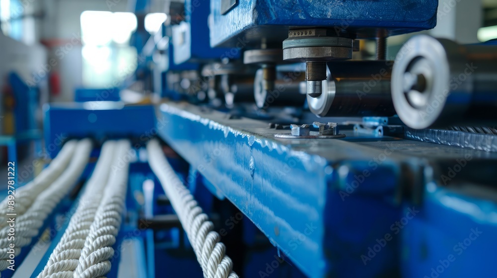 Fototapeta premium Closeup of a highquality nylon rope making machine in a factory setting
