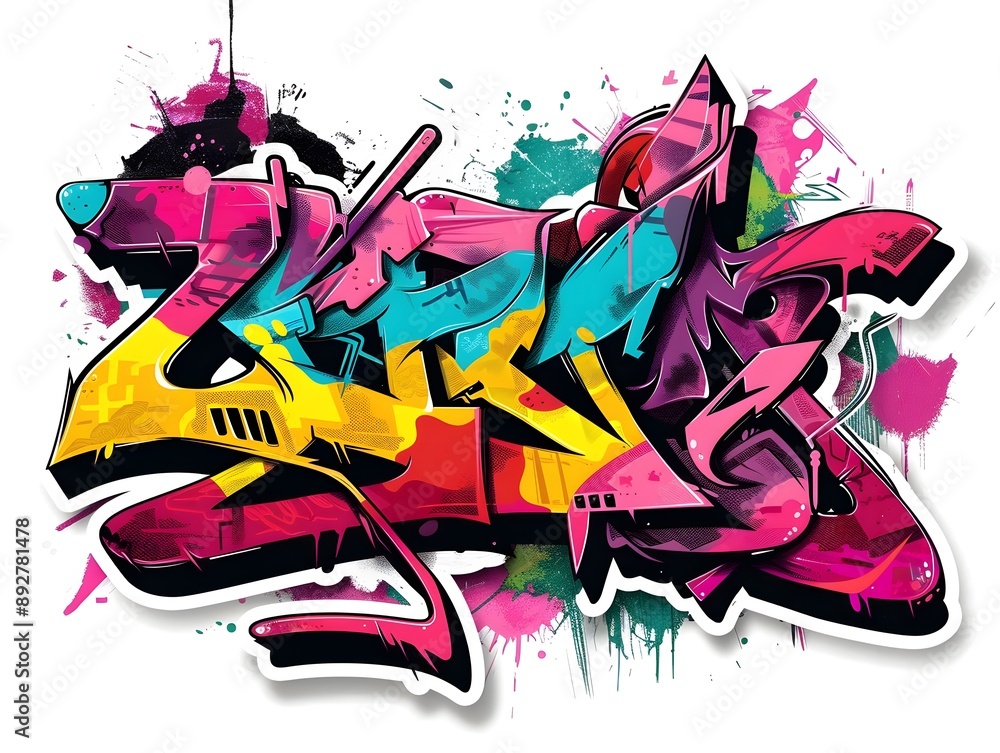 Stylish Streetwear Graffiti Abstract for Sticker Design on White Background Stylish Streetwear Graffiti Abstract for Sticker Design on White Background