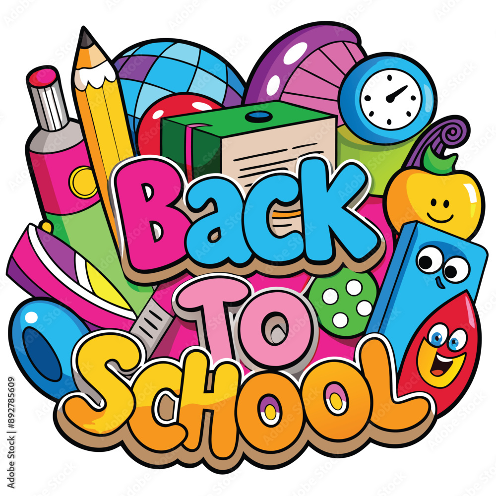 Back to School Illustration with Supplies. Back to School Illustration with Supplies.