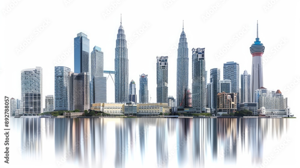 Obraz premium Kuala Lumpur skyscrapers Malaysia depicted against a white background