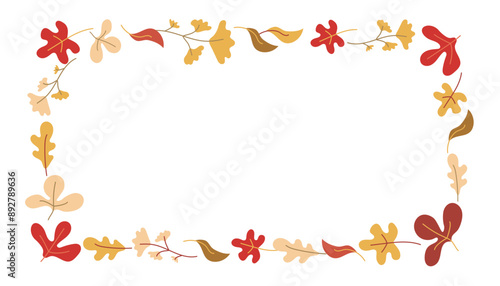 Wallpaper Mural Pattern, border, frame of autumn leaves, flowers and branches. Nature, autumn season. Harvest Festival. Vector illustration. Autumn Background for the design of banners, postcards. Torontodigital.ca