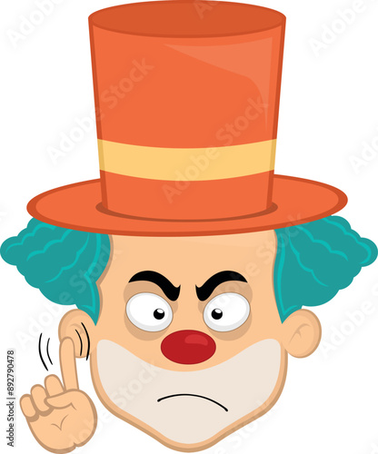 vector illustration face character clown cartoon, saying no with a hand gesture