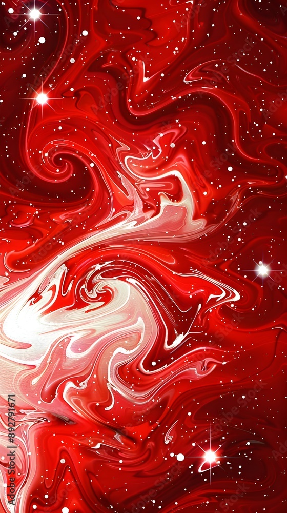 Vibrant neon red and white swirls and stars creating a lively abstract design Vibrant neon red and white swirls and stars creating a lively abstract design