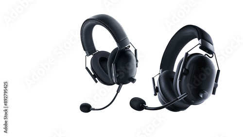 Closeup of premium gaming headsets, isolated on white copy-space background. photo