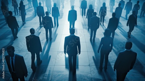 Business People Walking Like Automatons