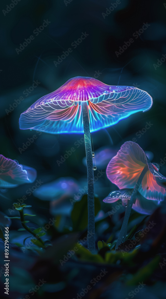 Glowing Neon Mushrooms in a Dark Forest
Glowing Neon Mushrooms in a Dark Forest