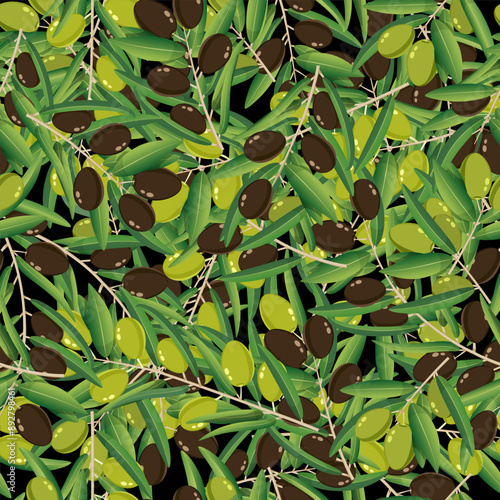 Olives seamless pattern vintage background