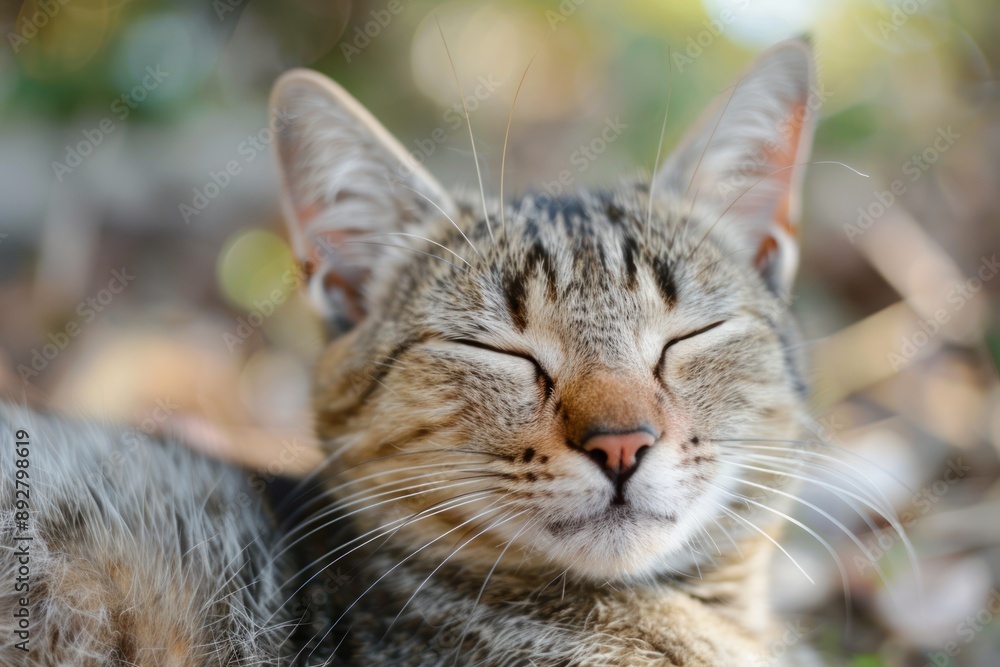 Close up cat grins portrait Close up cat grins portrait