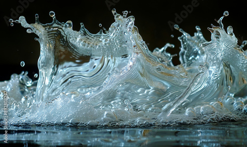 Ethereal Water Human Form, Surreal Fluidity, and Purity Splash Art, Fluid Sculptures, Night Mood photo