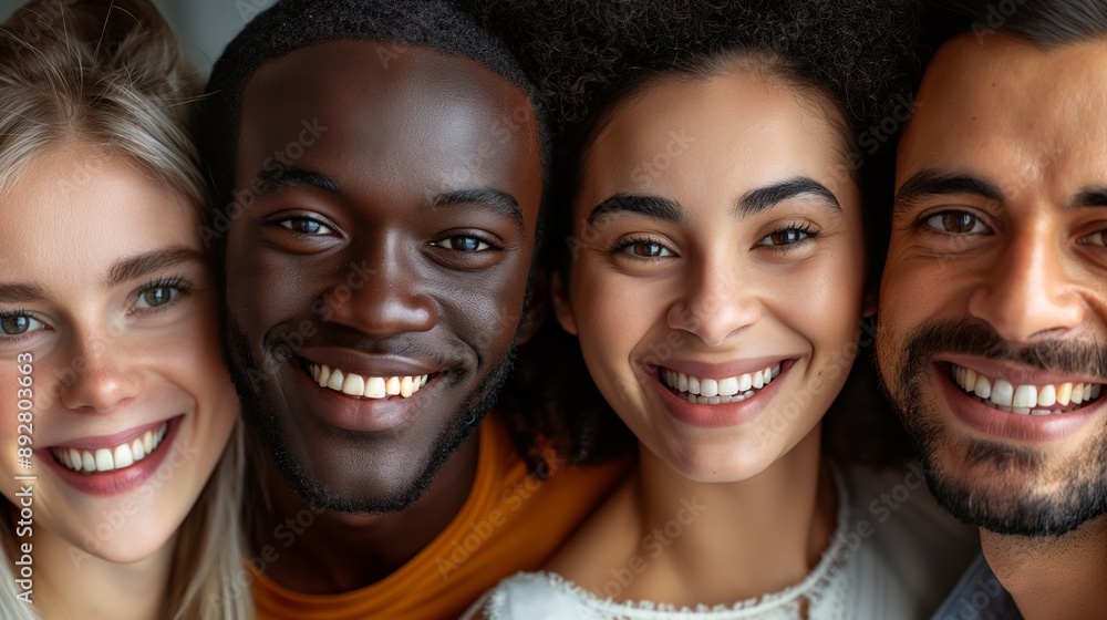 Smiling diverse group of friends. A photograph showcasing genuine happiness and multicultural friendship. Ideal for promoting unity, friendship, and diversity in marketing and editorial projects. Smiling diverse group of friends. A photograph showcasing genuine happiness and multicultural friendship. Ideal for promoting unity, friendship, and diversity in marketing and editorial projects.