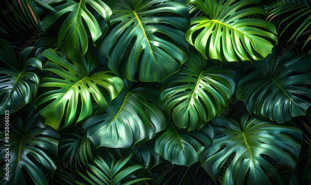 Luxurious Palm Leaves Background, Lush Greenery Texture
Luxurious Palm Leaves Background, Lush Greenery Texture