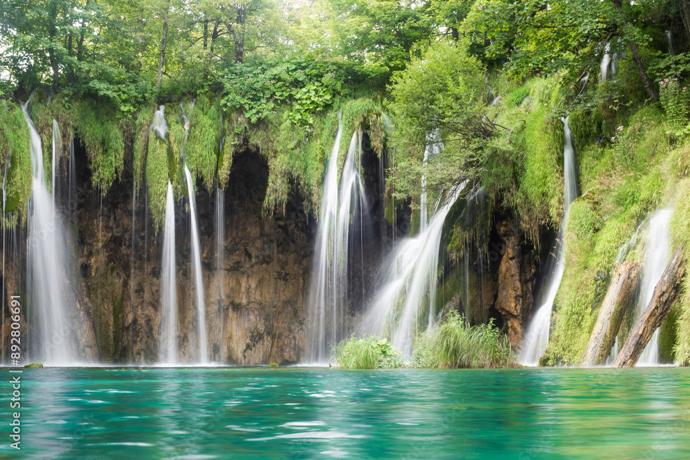 Fototapeta premium beautiful landscape of Plitvice Lakes waterfall in Croatia