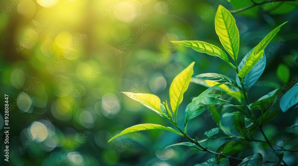 Close up of green leaf with blurred background in garden for natural environment ecology and wallpaper Close up of green leaf with blurred background in garden for natural environment ecology and wallpaper