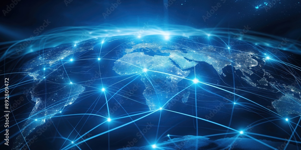 Naklejka premium Global Connectivity Network from Space created by ai