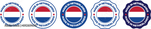 Made in Netherlands icon. Stamp made in with country flag