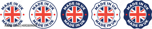 Made in UK Britain flag logo. English brand sticker made in Britain vector stamp