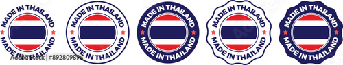 Made in the Thailand labels icon, made in the Thailand logo, Thailand flag , Thailand product emblem, Vector illustration