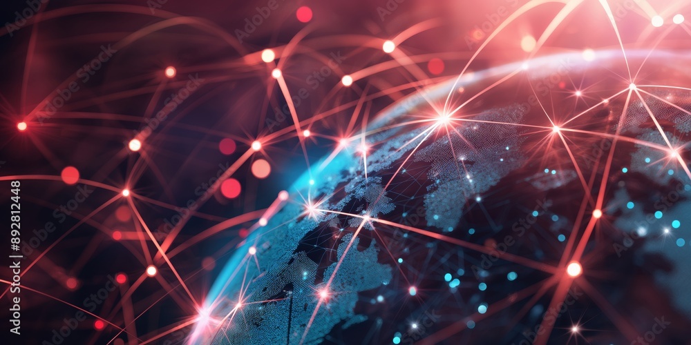 Obraz premium Global Connectivity Network from Space created by ai