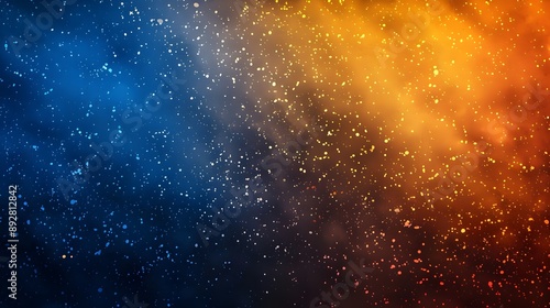 A colorful background with blue and orange swirls and a lot of white and black dots. The dots are scattered throughout the background, creating a sense of movement.
